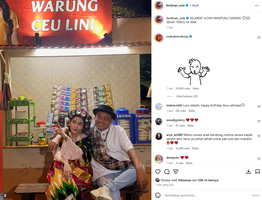 Sule Doakan Mahalini Yang Ulang Tahun [sumber: Instagram Ferdinan Sule]