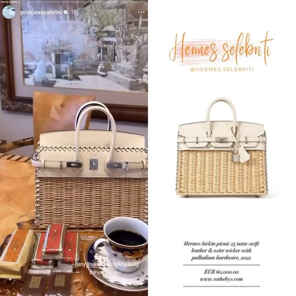 Syahrini Pakai Tas Piknik dari Hermes [Instagram]