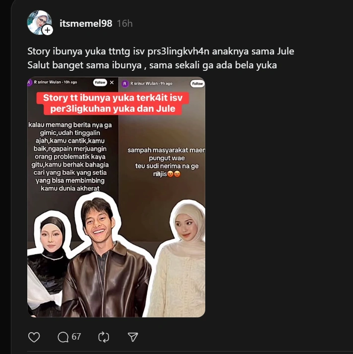 Tanggapan Ibu Yuka Soal Tudingan Aya Balqis [Sumber: Threads]