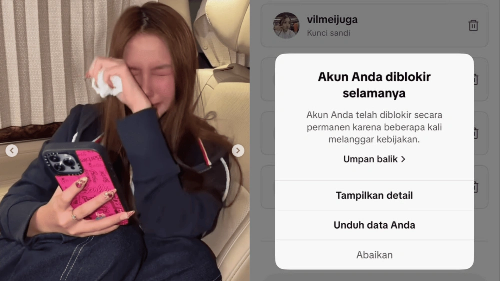 Tangis Vilmei Pecah Akun Tiktoknya Dibanned Permanen [Sumber Instagram]