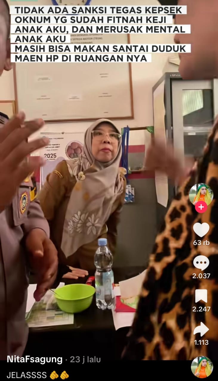 Tangkapan Layar Video Nita Agung Hampiri Kepala Sekolah Smkn 7 Palembang (Tiktok)