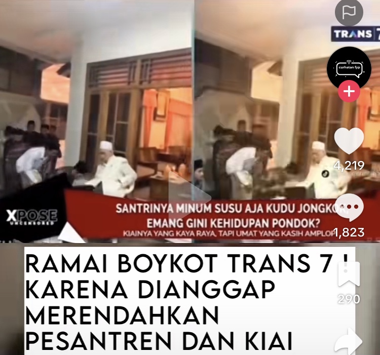 Tayangan Dari Trans7 Tentang Kebiasaan Santri Ponpes (Tiktok)