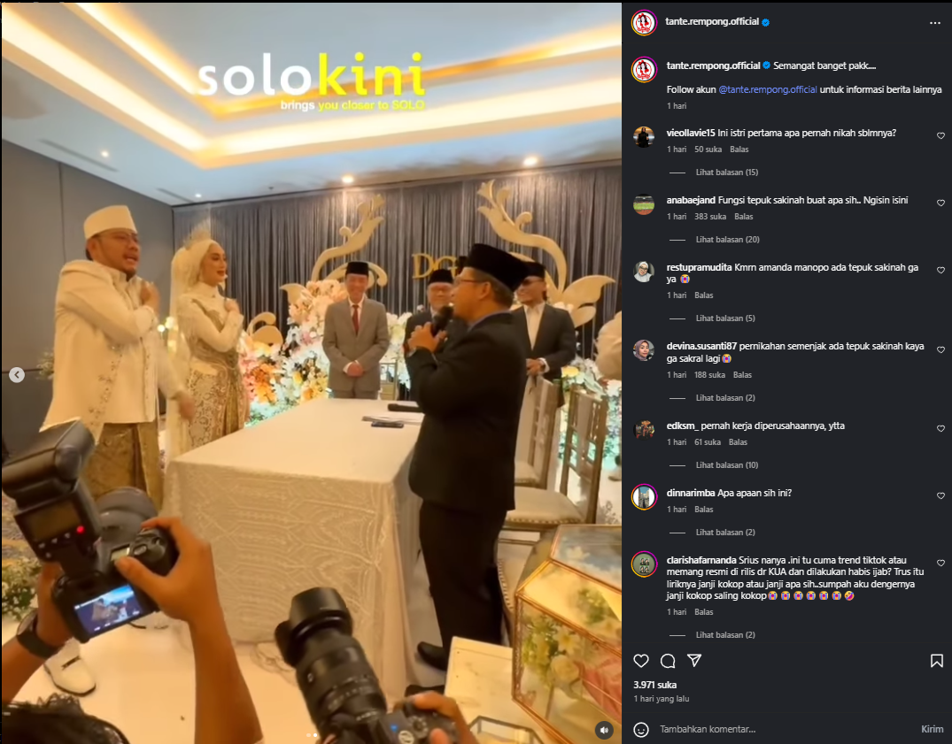 Tepuk Sakinah Di Pernikahan Wali Kota Tegal (Instagram)