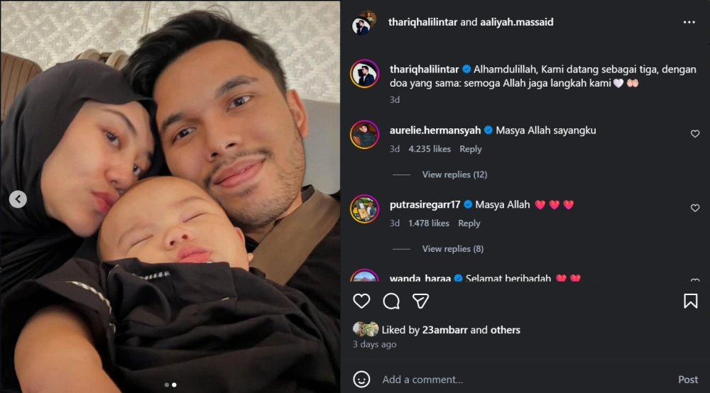 Thariq Halilintar Dan Aaliyah Massaid Boyong Baby Arash Ibadah Umrah [Sumber: Instagram=