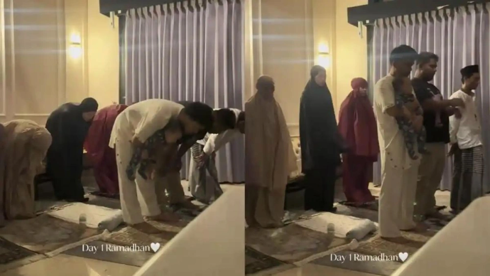 Thariq Halilintar Salat Tarawih Gendong Anak [sumber: Tiktok Thariqhal]