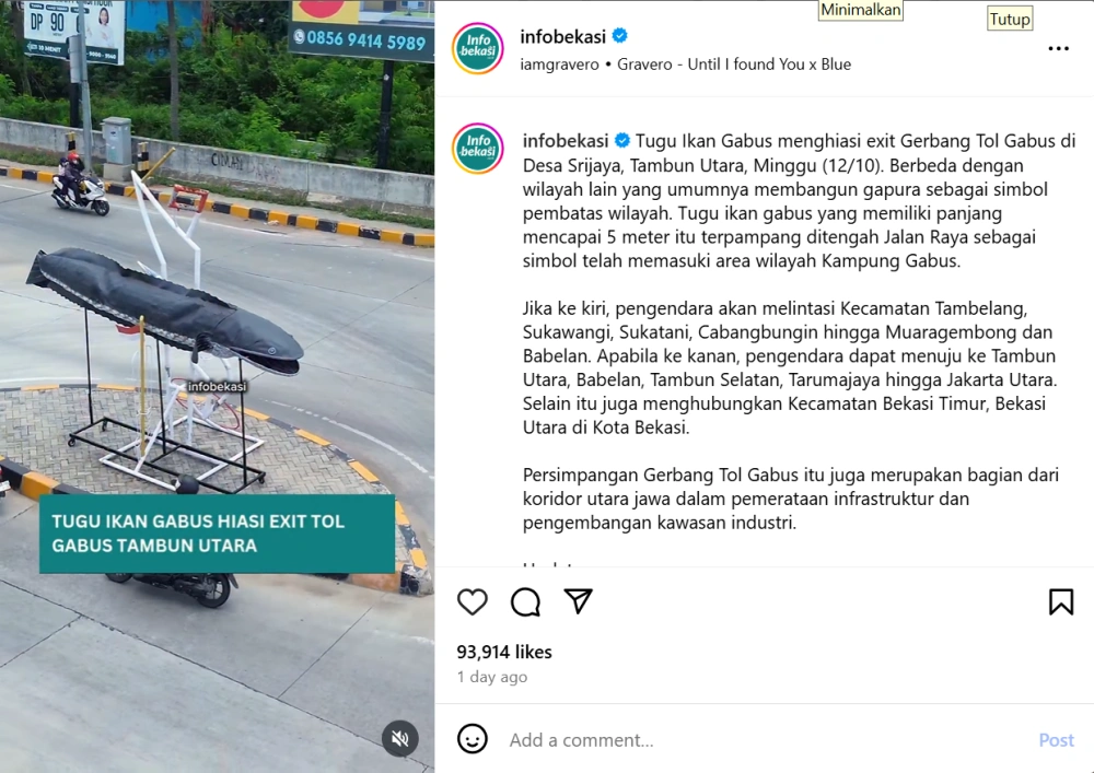 Tugu Ikan Gabus Tambun Bekasi [Instagram]