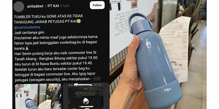 Tumbler Anita Yang Hilang Unggahannya Yang Viralkan Pegawai KAI (Instagram)