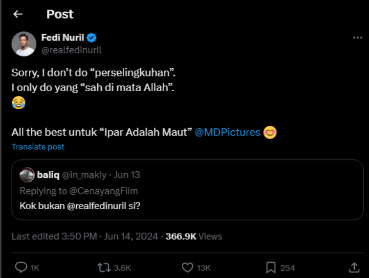 Deva Mahenra Dipuji Karena Poligami, Fedi Nuril Balas Dengan Ini