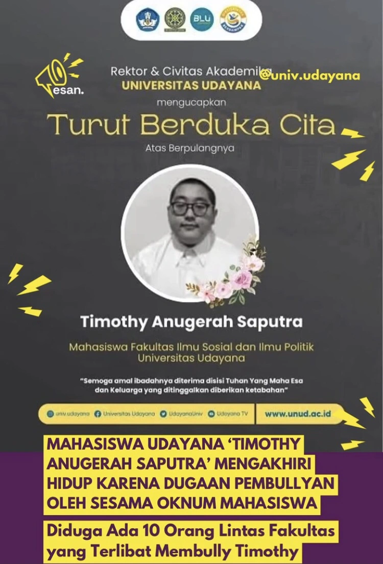Ucapan Belasungkawa Atas Meninggalnya Timothy Anugerah Saputra (Instagram)