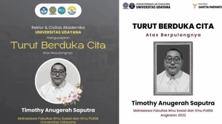 Ucapan Duka Cita Untuk Timothy Dari Pihak Unud (Instagram)