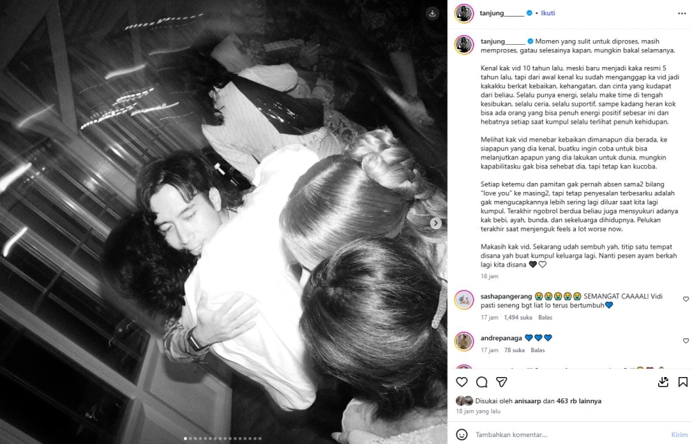 Unggahan Adik Sheila Dara [sumber: Instagram Tanjung]