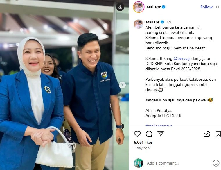 Unggahan Atalia Praratya Instagram Ataliapr