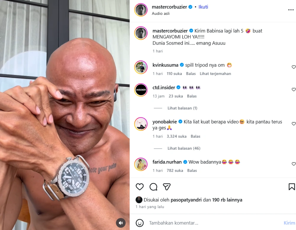 Unggahan Deddy Corbuzier [Sumber: Instagram Mastercorbuzier]