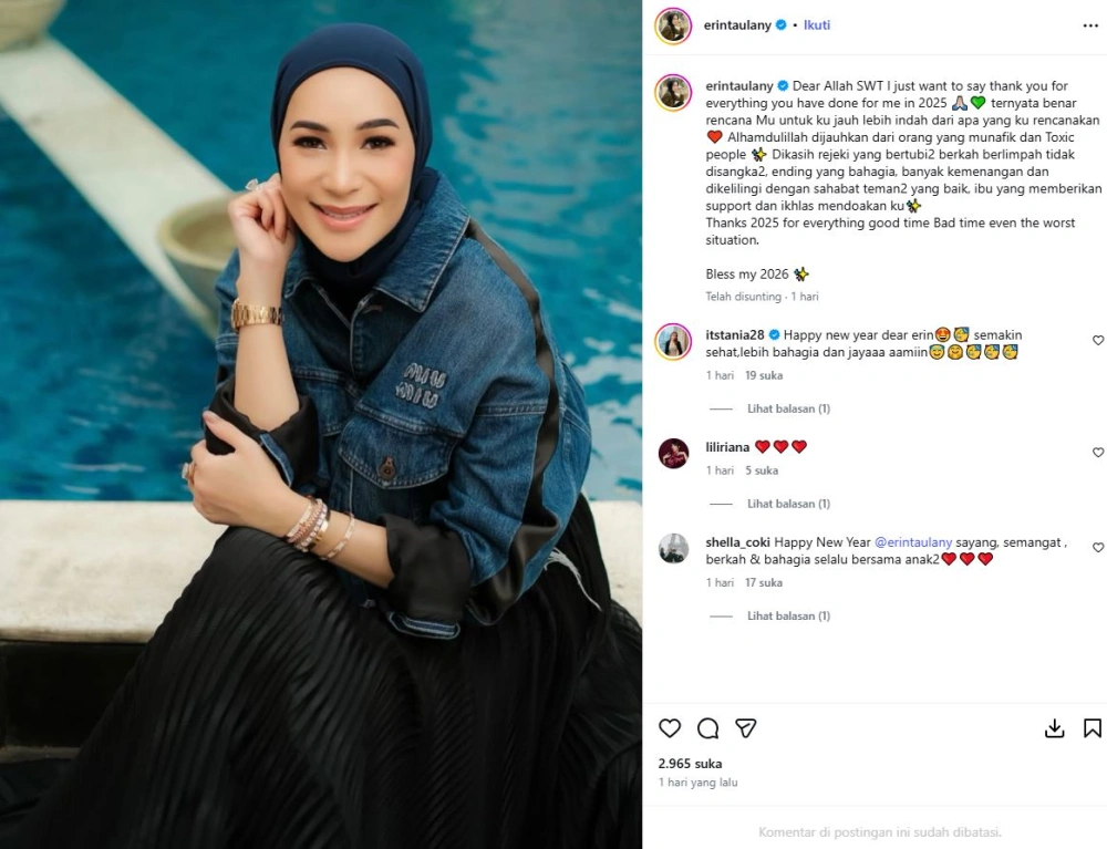 Unggahan Erin Taulany [sumber: Instagram Erintaulany]