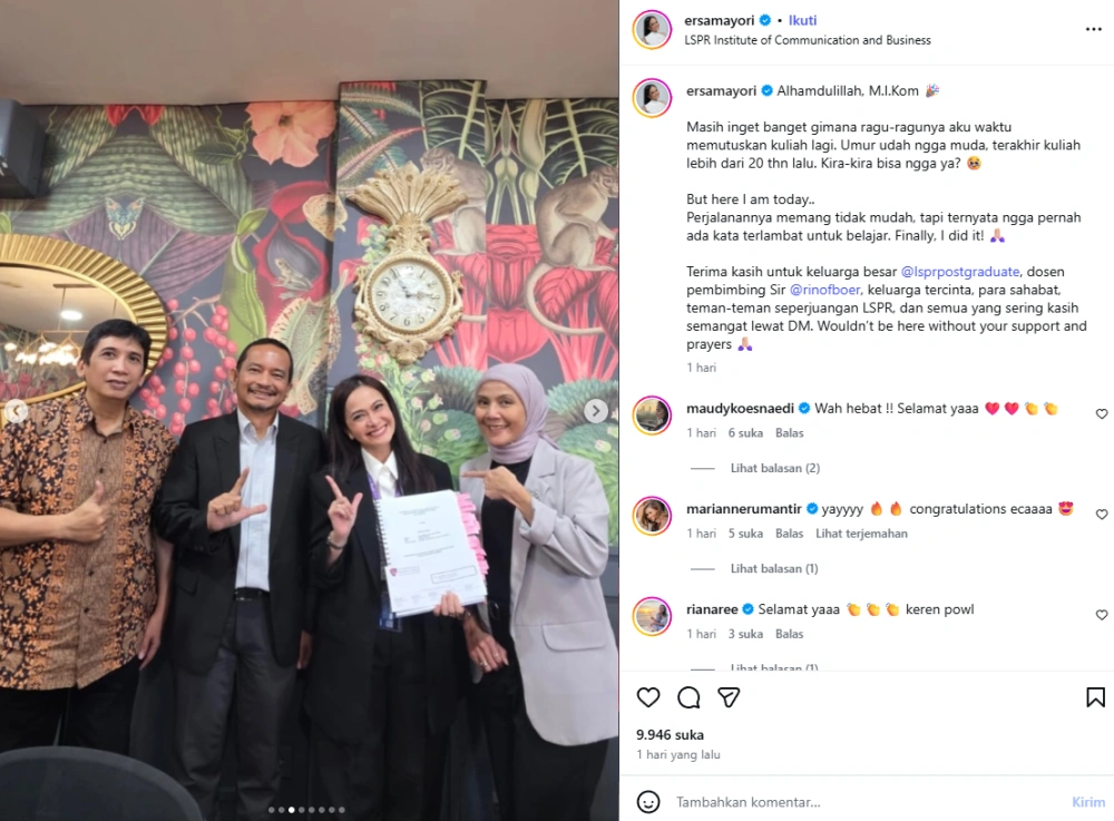 Unggahan Ersa Mayori [sumber: Instagram Ersamayori]