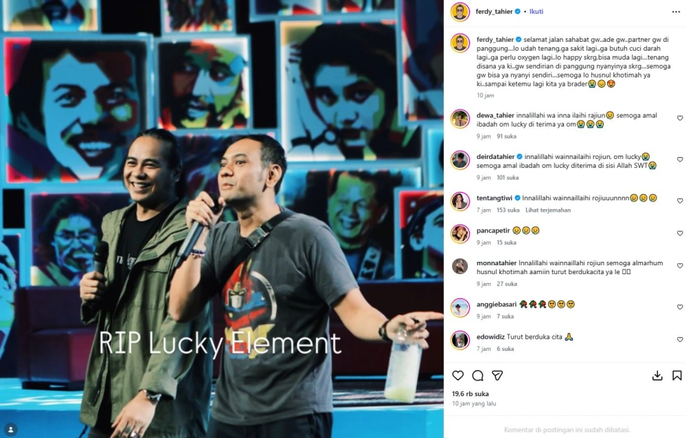 Unggahan Ferdy Element [sumber: Instagram Ferdy Tahier]