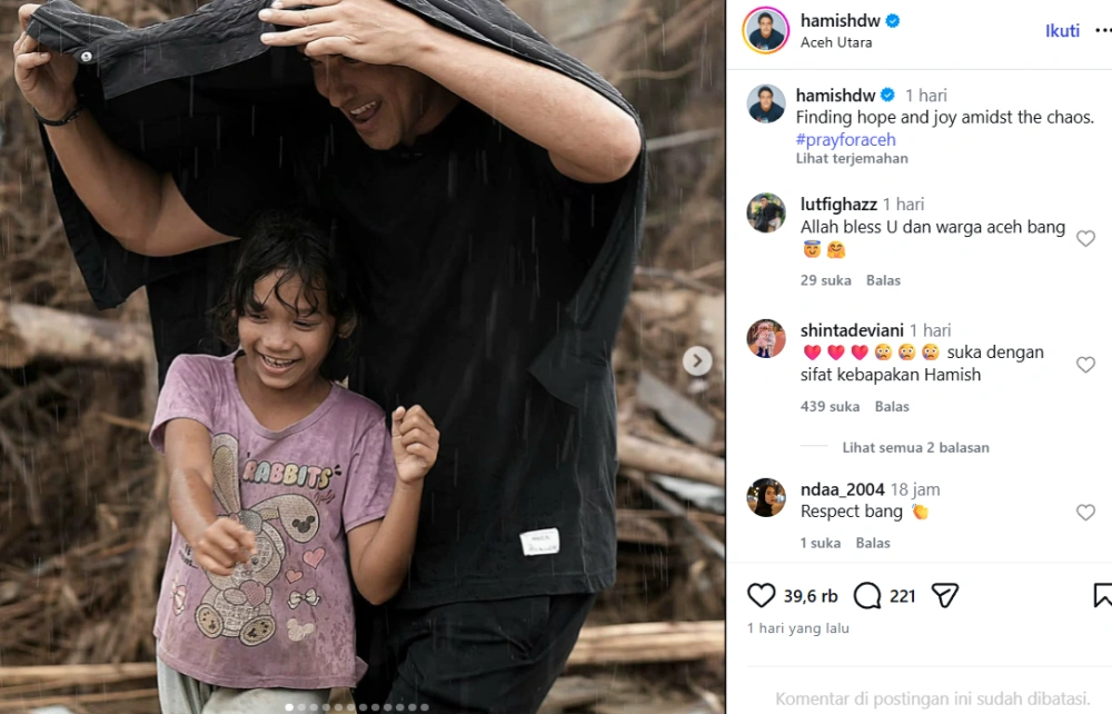 Unggahan Hamish Daud [Sumber: Instagram Hamishdw]