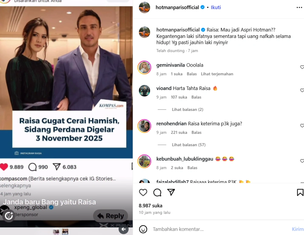 Unggahan Hotman Paris Instagram Hotmanparisofficial