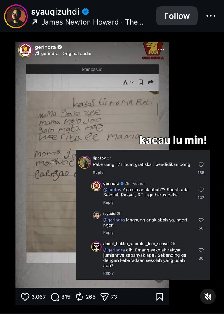 Unggahan Ig Gerindra Yang Telah Dihapus [Instagram]