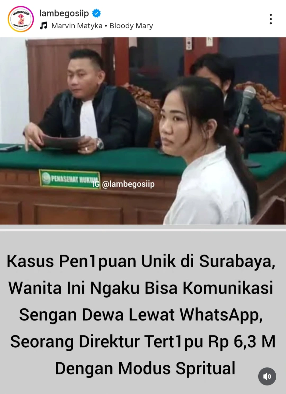 Unggahan Instagram Lambegosiip