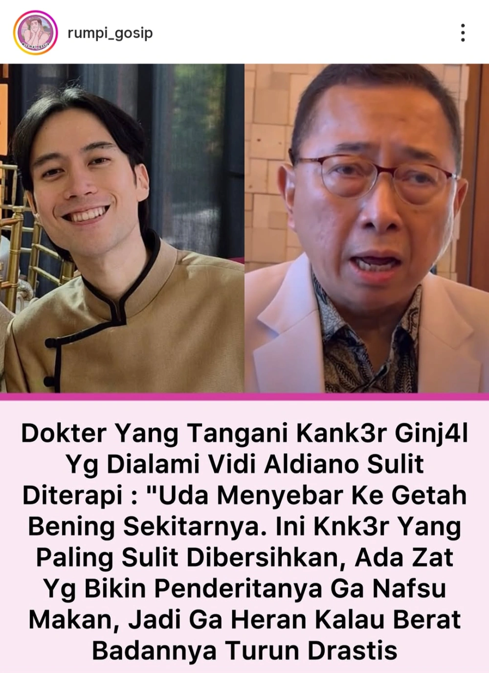 Unggahan Instagram Rumpi Gosip