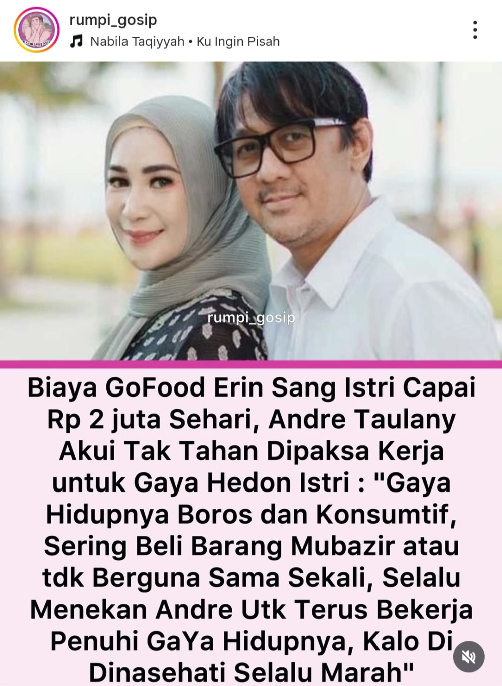 Unggahan Instagram Rumpi Gosip