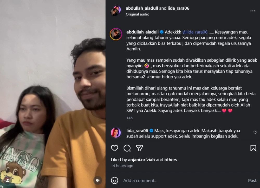 Unggahan Kekasih Lady Rara Cc Instagram