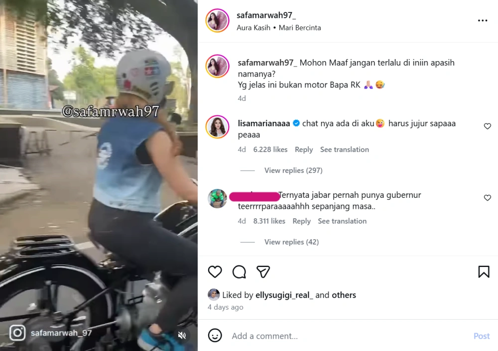 Unggahan Klarifikasi Safa Marwah [Sumber: Instagram]
