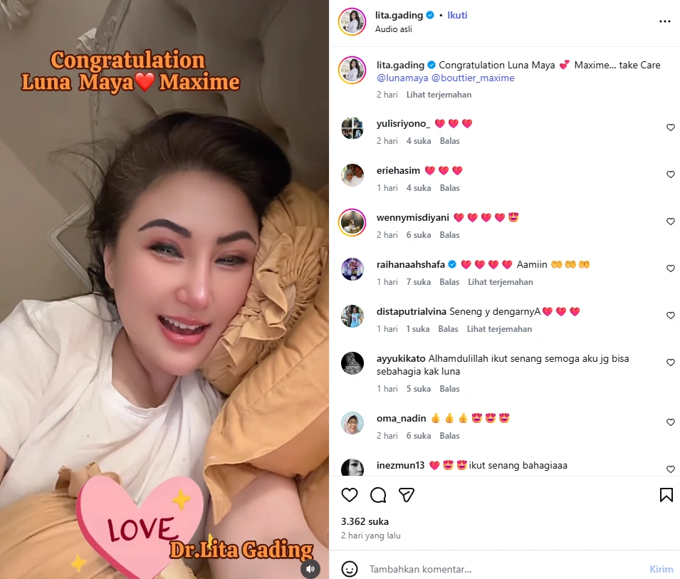 Unggahan Lita Gading [sumber: Instagram Lita Gading]