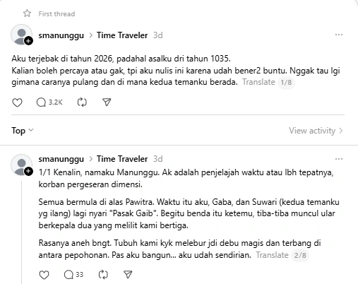Unggahan Pertama Smanunggu  (Threads)