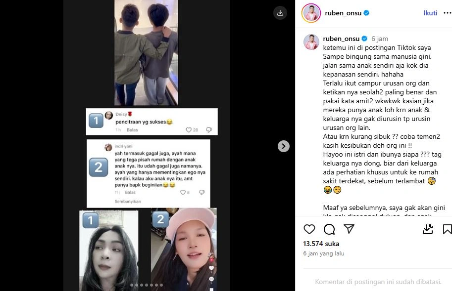 Unggahan Ruben Onsu Instagram Ruben Onsu