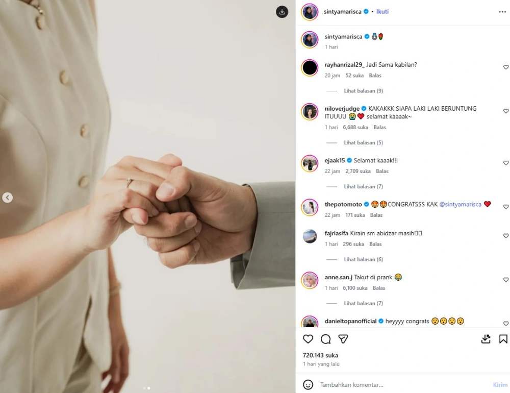 Unggahan Sintya Marisca [sumber: Instagram Sintyamarisca]