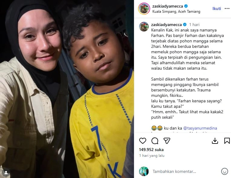 Unggahan Zaskia Adya Mecca Instagram Zaskiaadyamecca