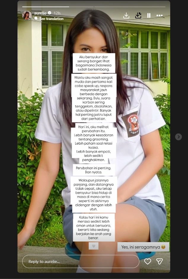 Ungkapan Hati Aurelie Moeremans [Sumber: Instagram Aurelie]