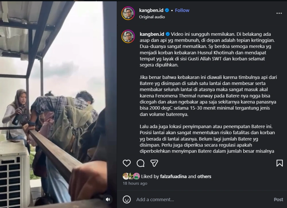 Video Detik Detik Karyawan Terra Drone Terjebak Di Lantai 6 Saat Kebakaran Cc Instagram