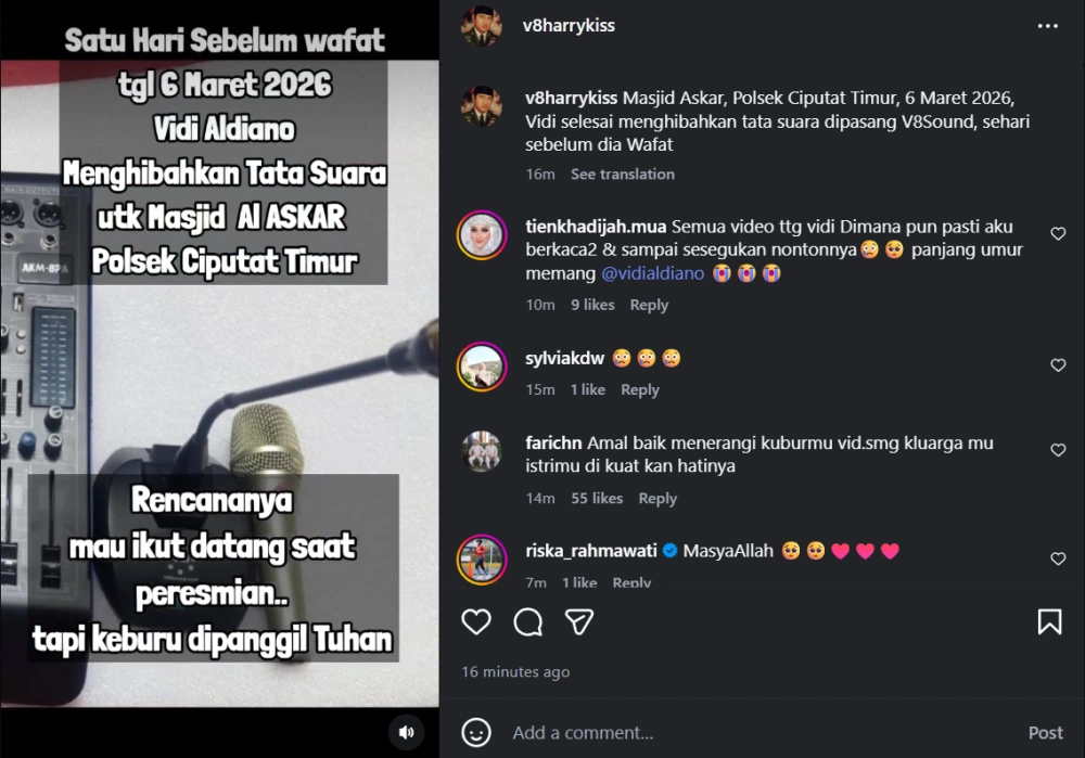 Vidi Aldiano Sumbangkan Tata Suara Ke Masjid [sumber: Instagram]