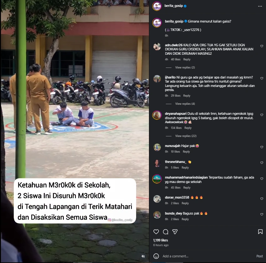 Viral Guru Menghukum Murid Yang Merokok Di Sekolah