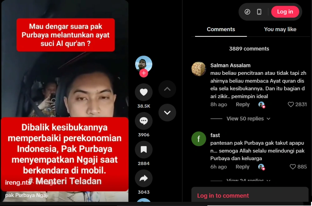 Viral Video Menkeu Purbaya Ngaji Di Mobil Tiktok