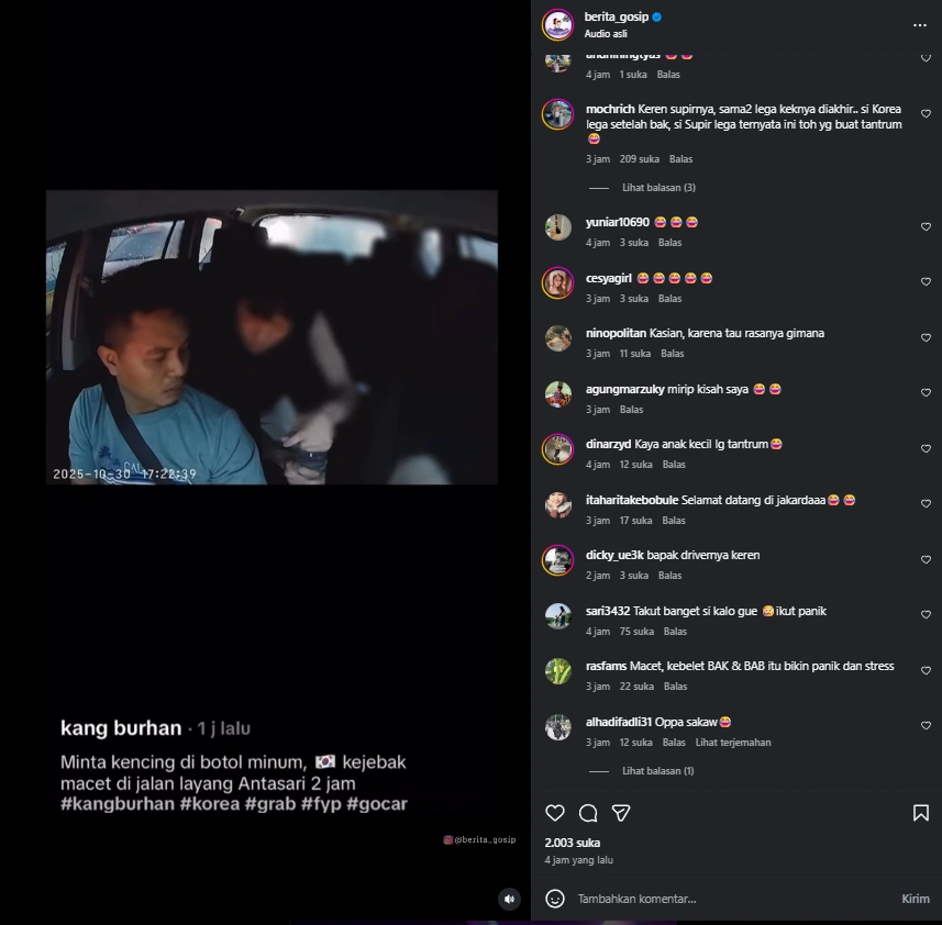 Viral Video Pria Asal Korea Kebelet Kencing Saat Macet Di Jakarta Cc Instagram