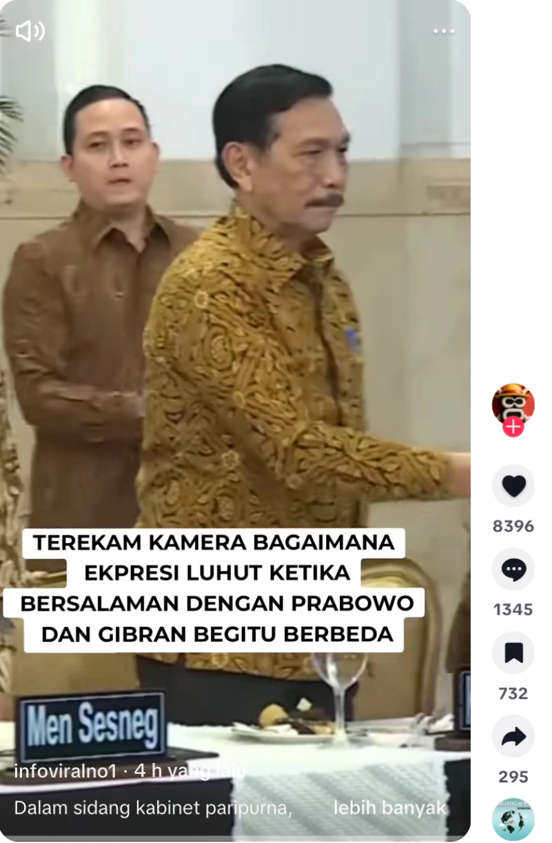 Wajah Luhut Binsar Terlihat Menunjukkan Ekspresi Tanpa Senyum Saat Bersalaman Dengan Presiden Prabowo Tiktok Infoviralno1