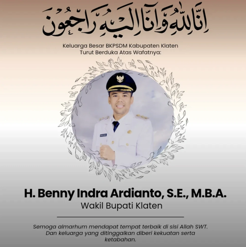 Wakil Bupati Klaten Benny Indra Ardhianto Meninggal Dunia. [Instagram]