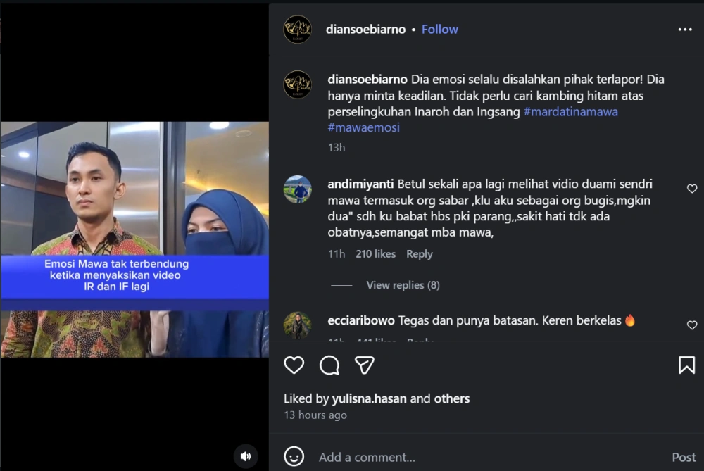 Wardatina Mawa Emosi Dengan Insanul Fahmi [Sumber: Instagram]