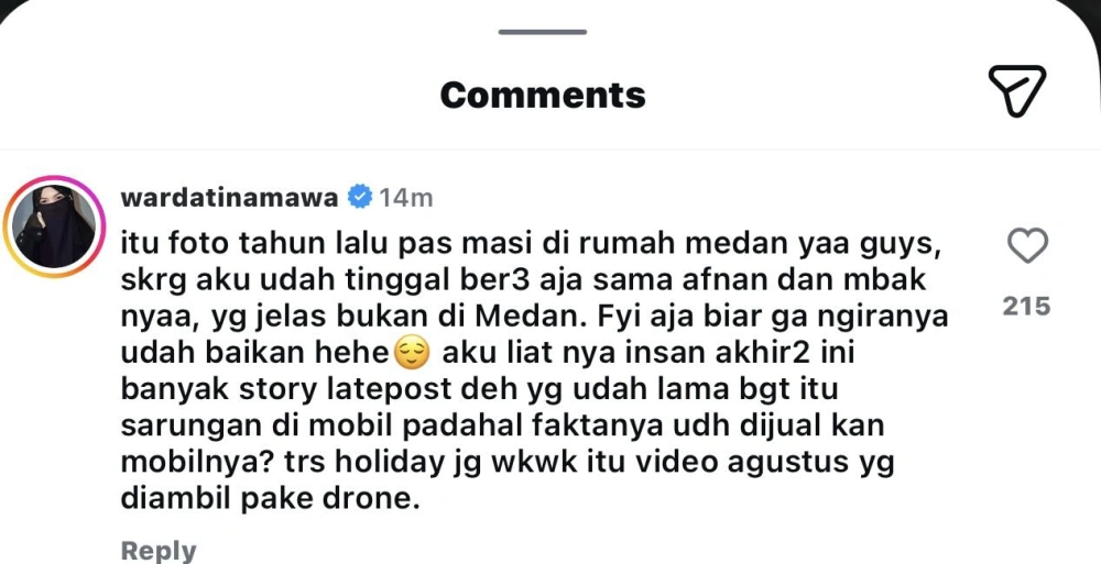 Wardatina Mawa Tak Lagi Tinggal Di Rumah Lamanya Dengan Insaul Fahmi [Sumber: Threads]