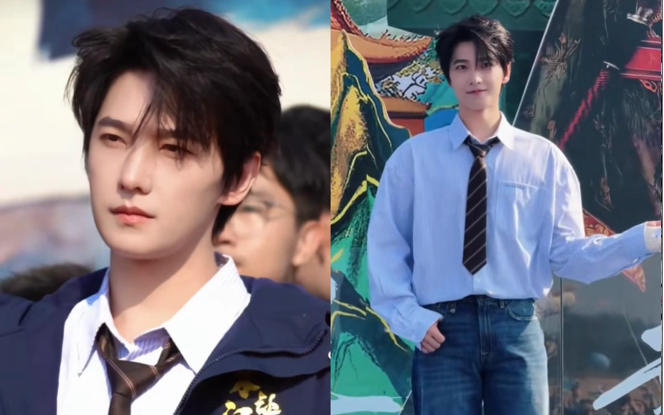 Yang Yang di Boating Ceremony dengan tangan diperban. (Xiaohongshu)