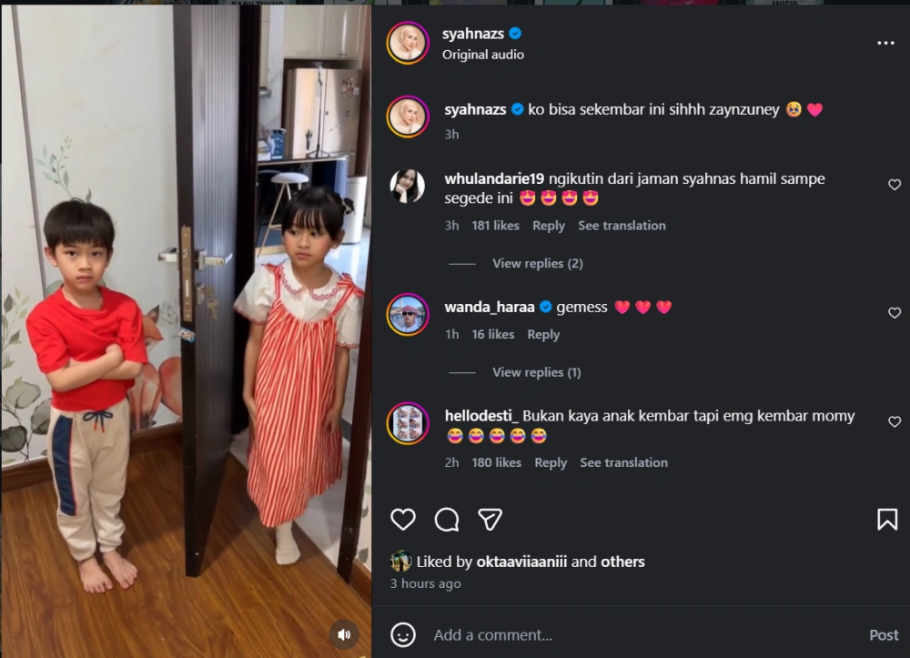 Zayn Dan Zunaira Ikut Tren Telepati Anak Kembar [Sumber: Instagram]