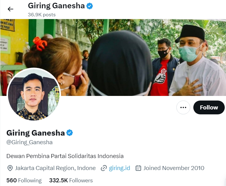 Giring Pakai Foto Gibran di Medsos [Instagram]