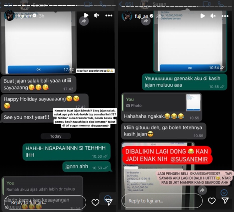 Fuji Ditransfer 10 Juta [Instagram]
