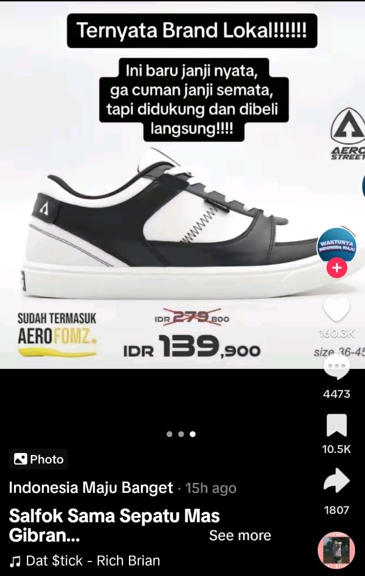 Sepatu yang dipakai Gibran saat debat [TikTok]