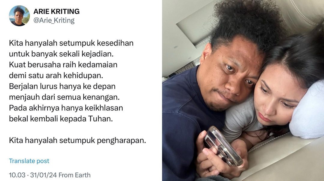 Arie Kriting Bicara Keikhlasan [Instagram]