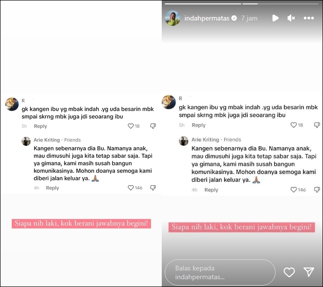 Indah Permatasari Dibilang Gak Kangen Ibu [Instagram Story]